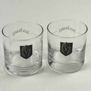 Vegas Golden Knights Jack Daniels Rocks Glasses Set of 2 NHL Hockey Barware